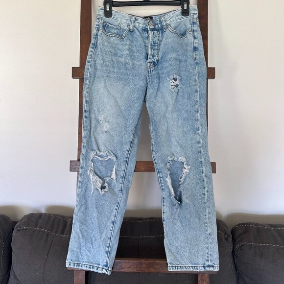 Distressed Straight Leg Jeans - Picture 1 of 5